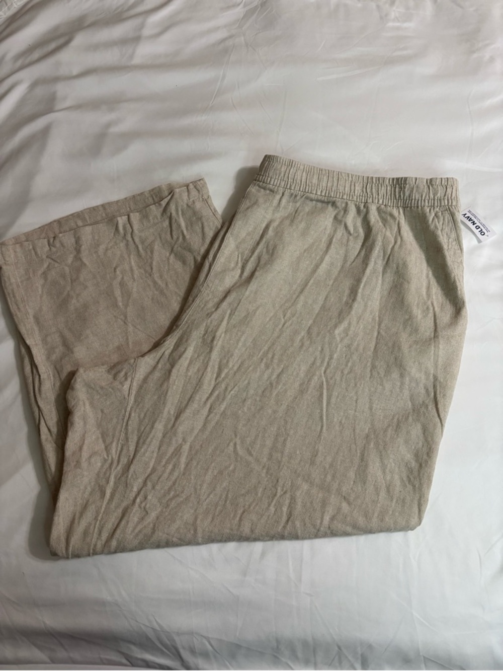 NWT Old Navy Women’s Straight Leg Linen Blend Pants - Light Beige - Size 4X